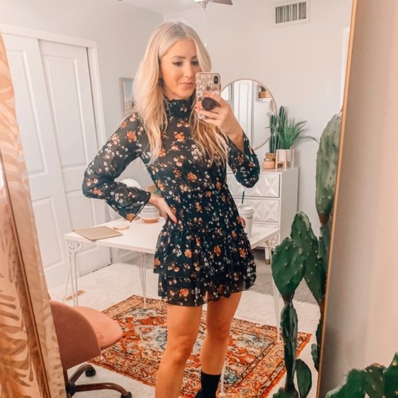 evening bloom mini dress